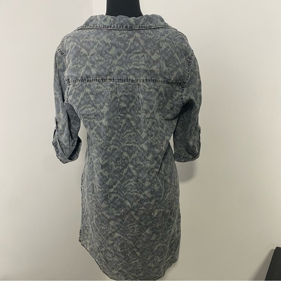 Anthropologie Cloth & Stone Dress Womens Medium Gray Blue Green Camo Casual Boho - Picture 2 of 13